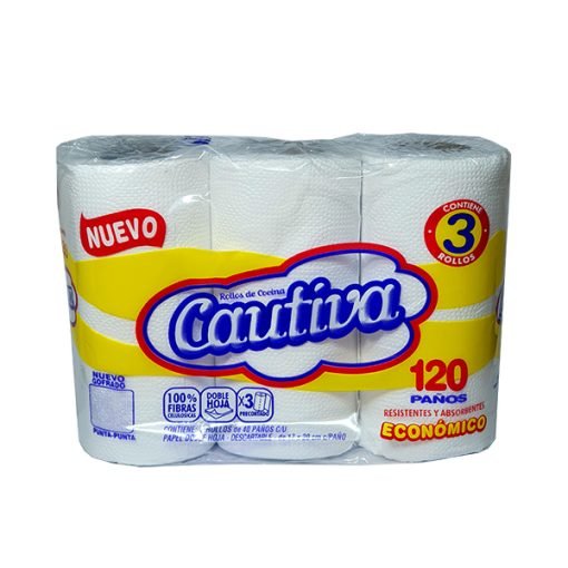 Rollo de Cocina 40p Cautiva x 3 Unid