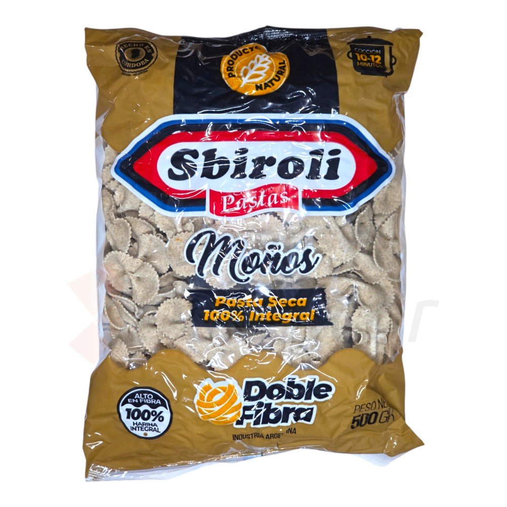 Fideos Sbiroli Moño Integral x 500 gr
