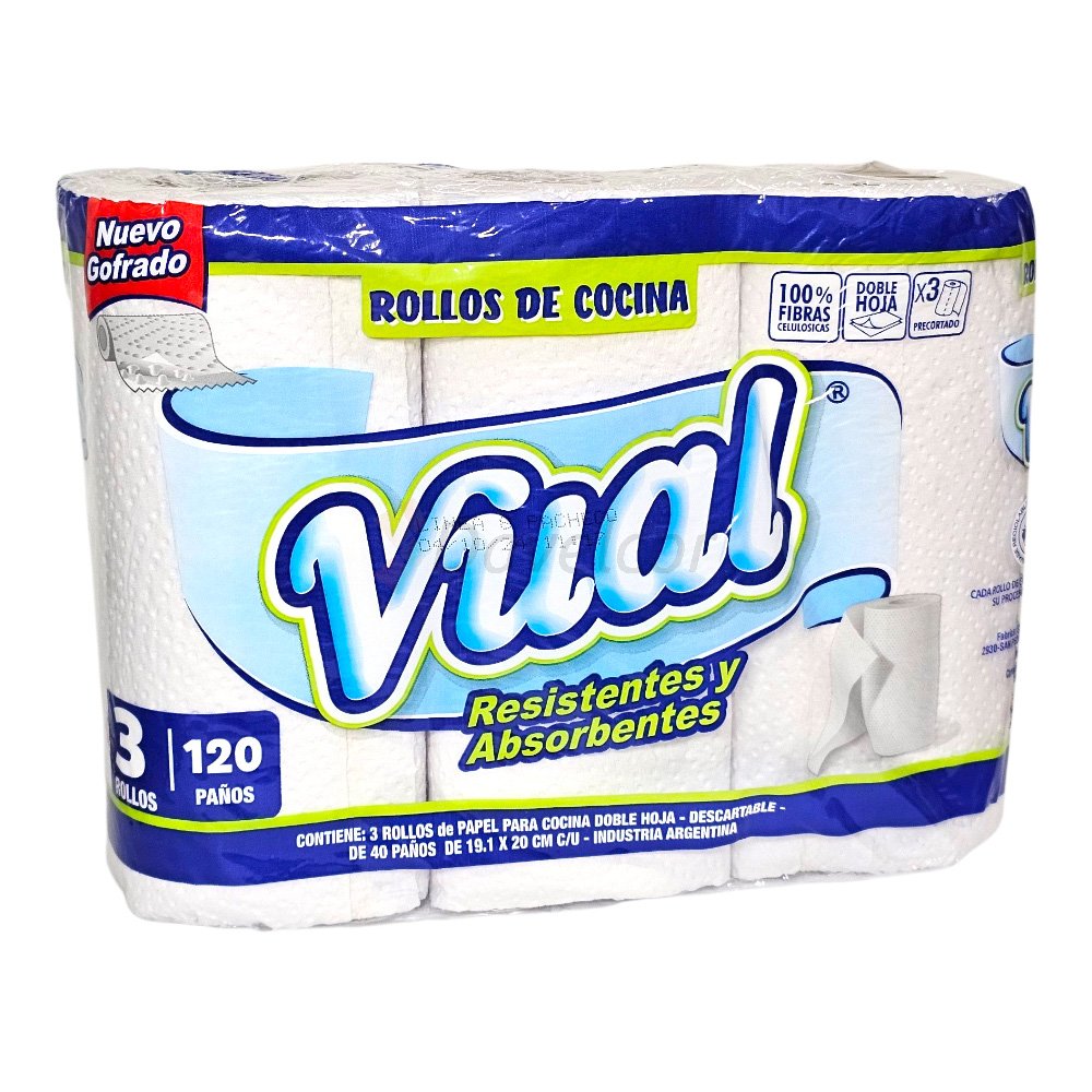 Rollo de Cocina 40p Vual x 3 Unid